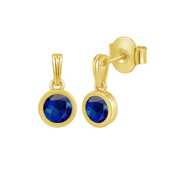 5MM Gemstone 14K Gold Over Silver Earrings