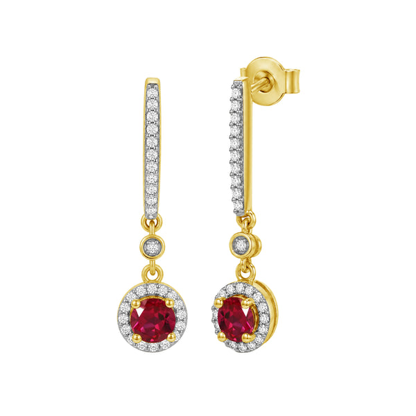 Gemstone and Created White Sapphire Earrings (Assorted colors)