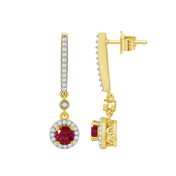 Gemstone and Created White Sapphire Earrings (Assorted colors)