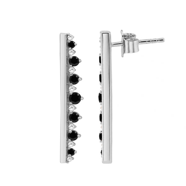 1/2 Carat T.W. Black and White Diamond Sterling Silver Earrings