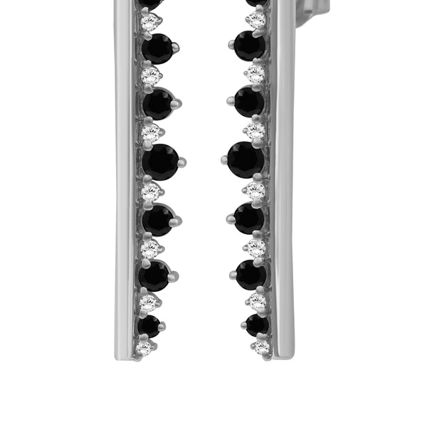 1/2 Carat T.W. Black and White Diamond Sterling Silver Earrings