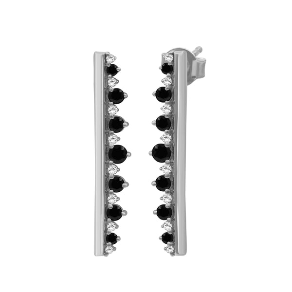 1/2 Carat T.W. Black and White Diamond Sterling Silver Earrings