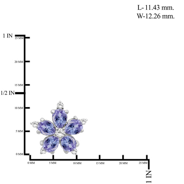 Tanzanite and Created White Sapphire Sterling Silver Earrings