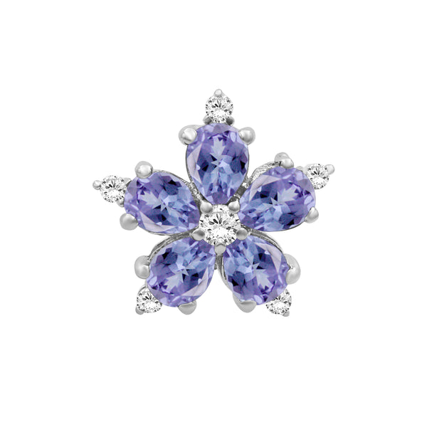 Tanzanite and Created White Sapphire Sterling Silver Earrings
