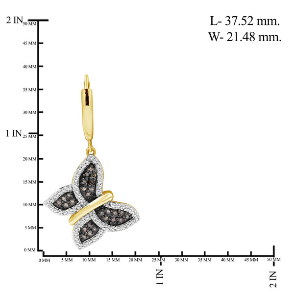 1.00 Carat T.W. Champagne and White Diamond 14K Gold Over Silver Earrings