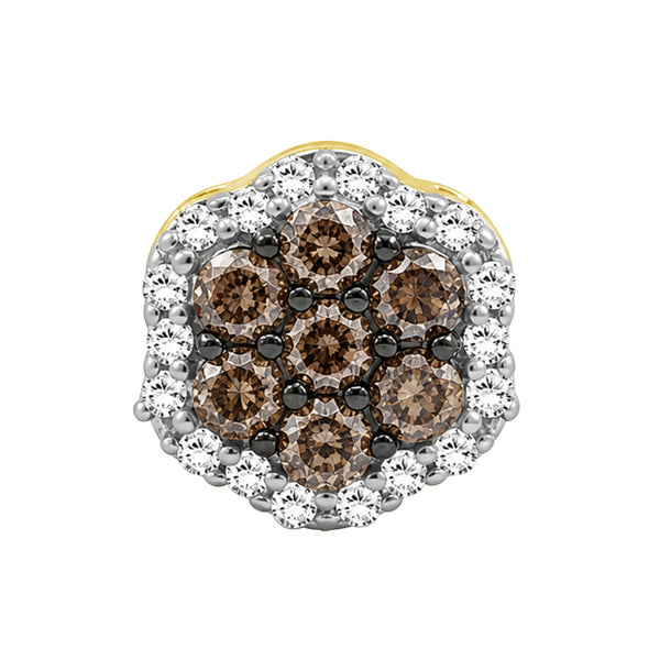 1/2 - 1 Carat T.W. Champagne and White Diamond 14K Gold Over Silver Earrings