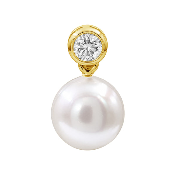 White Pearl and 1/7 Carat T.W. Lab Grown Diamond Gold Over Silver Earring