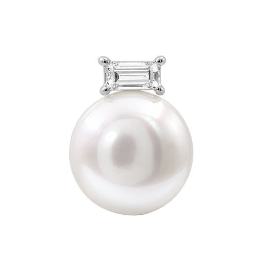 Pearl & 1/7 ct. T.W. White Lab-Grown Diamond Earrings in Sterling Silver