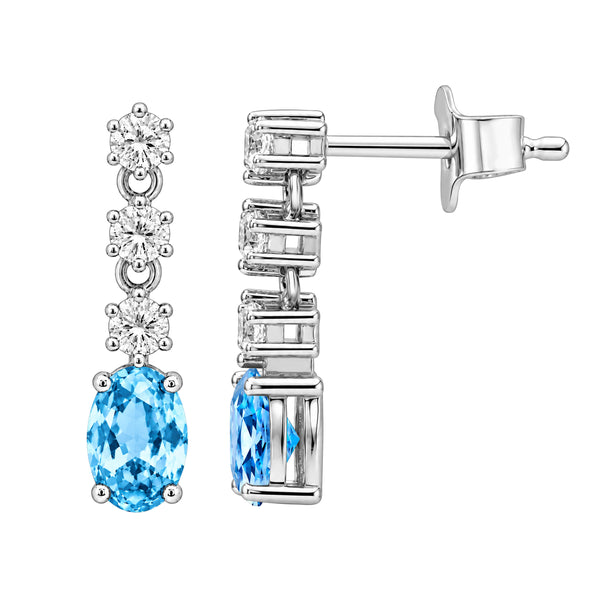 Gemstone & 1/3 Carat T.W. Lab Grown Diamond Sterling Silver Earrings - Assorted Gemstone