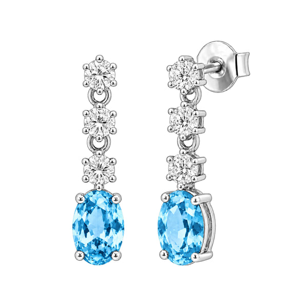 Gemstone & 1/3 Carat T.W. Lab Grown Diamond Sterling Silver Earrings - Assorted Gemstone