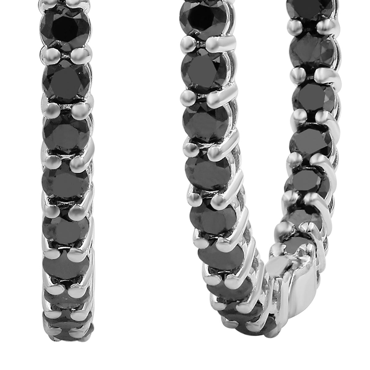 Black Diamond Hoop Earrings in Sterling Silver (3 and 5 Carat)