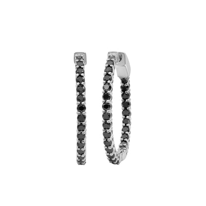 Black Diamond Hoop Earrings in Sterling Silver (3 and 5 Carat)