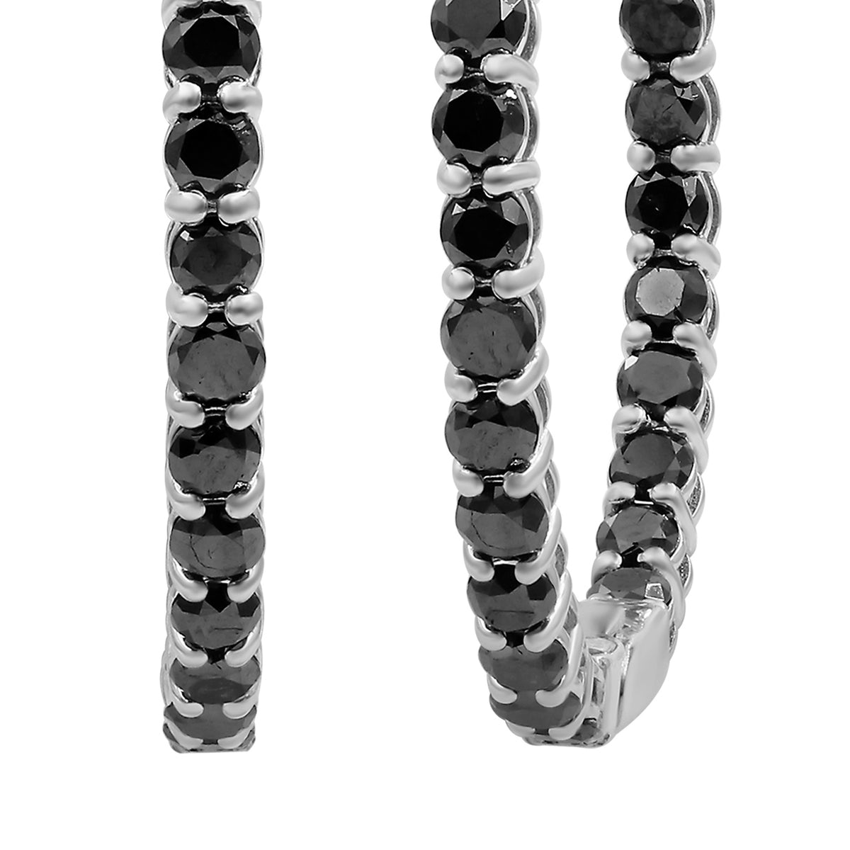 Black Diamond Hoop Earrings in Sterling Silver (3 and 5 Carat)