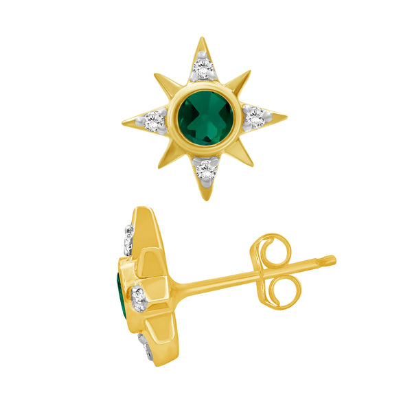 Gemstone and Created White Sapphire 14K Gold Over Silver Earrings