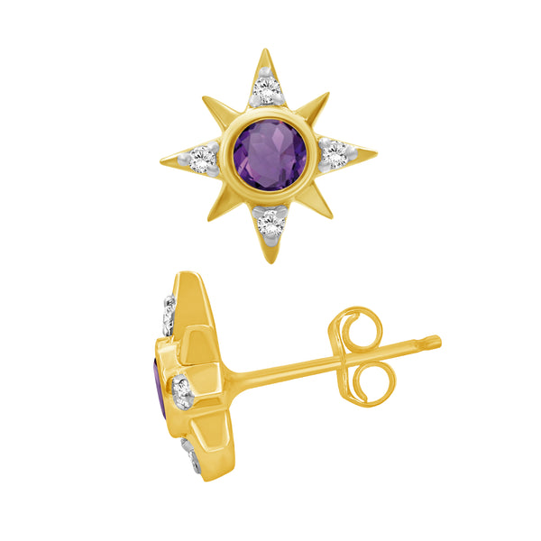 Gemstone and Created White Sapphire 14K Gold Over Silver Earrings
