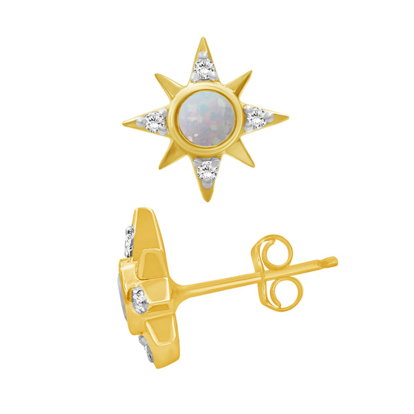 Gemstone and Created White Sapphire 14K Gold Over Silver Earrings
