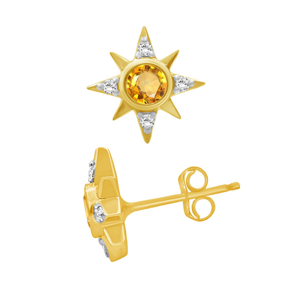 Gemstone and Created White Sapphire 14K Gold Over Silver Earrings