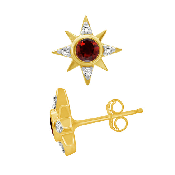 Gemstone and Created White Sapphire 14K Gold Over Silver Earrings