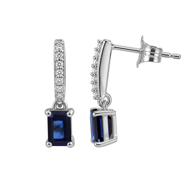 Gemstone and Created White Sapphire Gold over Silver Earrings