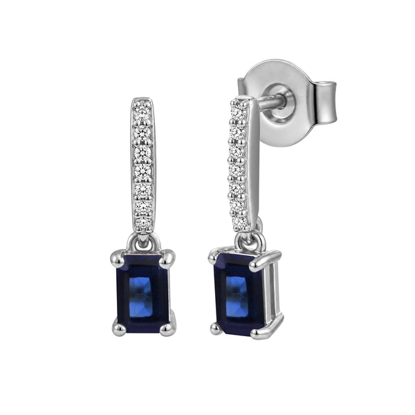 Gemstone and Created White Sapphire Gold over Silver Earrings