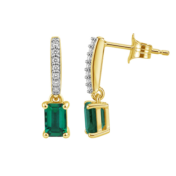 Gemstone and Created White Sapphire Gold over Silver Earrings