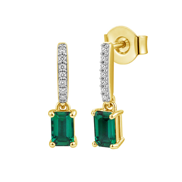 Gemstone and Created White Sapphire Gold over Silver Earrings