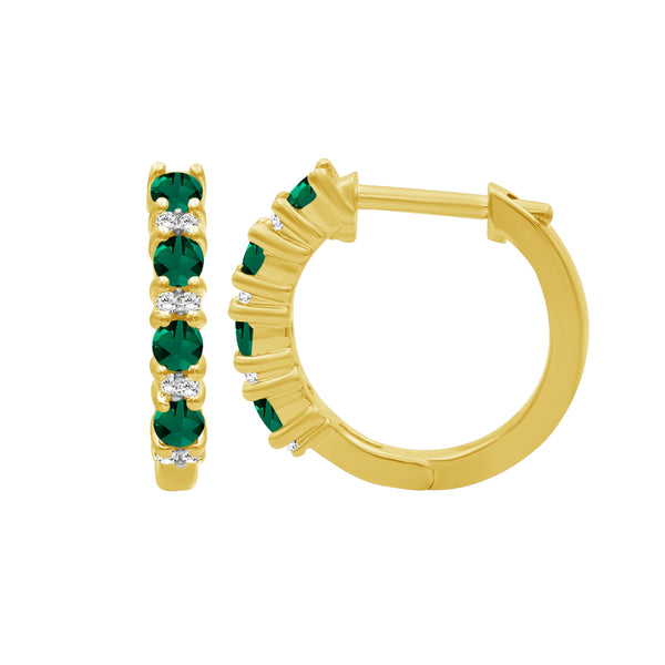 Gemstone and Created White Sapphire Hoop Earrings (Assorted colors)