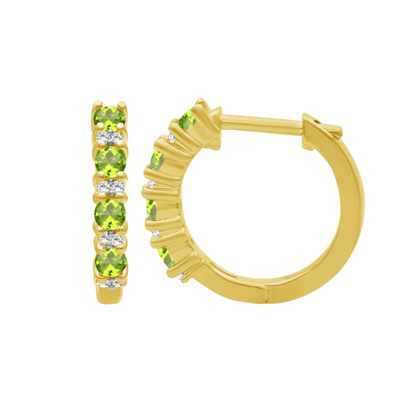 Gemstone and Created White Sapphire Hoop Earrings (Assorted colors)