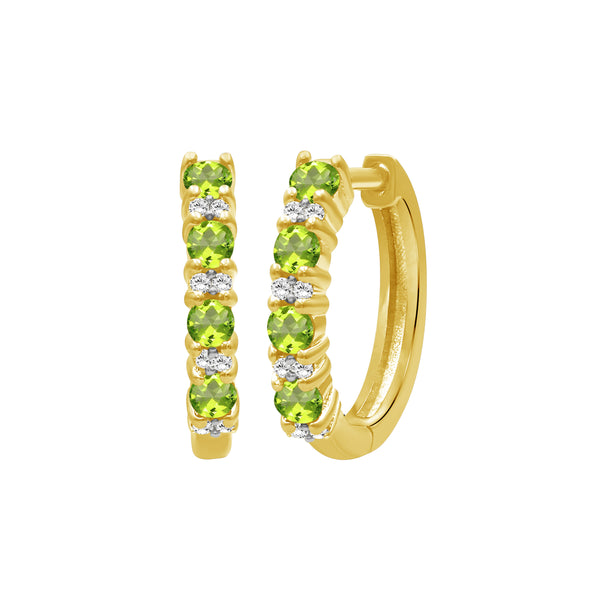 Gemstone and Created White Sapphire Hoop Earrings (Assorted colors)