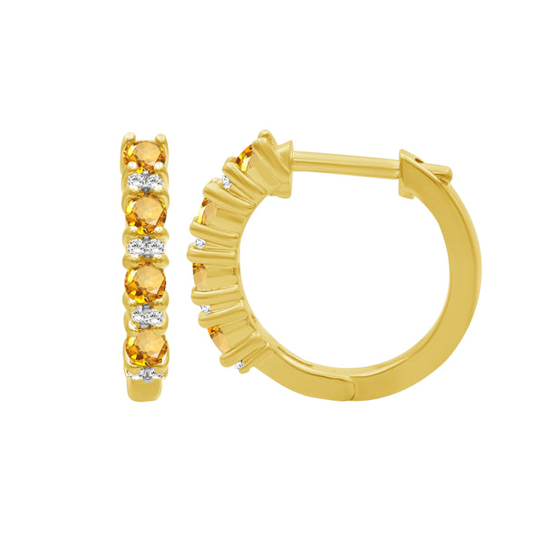 Gemstone and Created White Sapphire Hoop Earrings (Assorted colors)