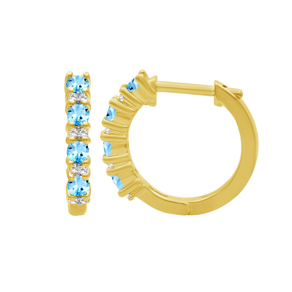 Gemstone and Created White Sapphire Hoop Earrings (Assorted colors)