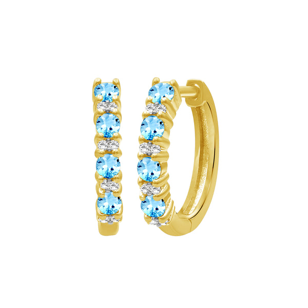 Gemstone and Created White Sapphire Hoop Earrings (Assorted colors)