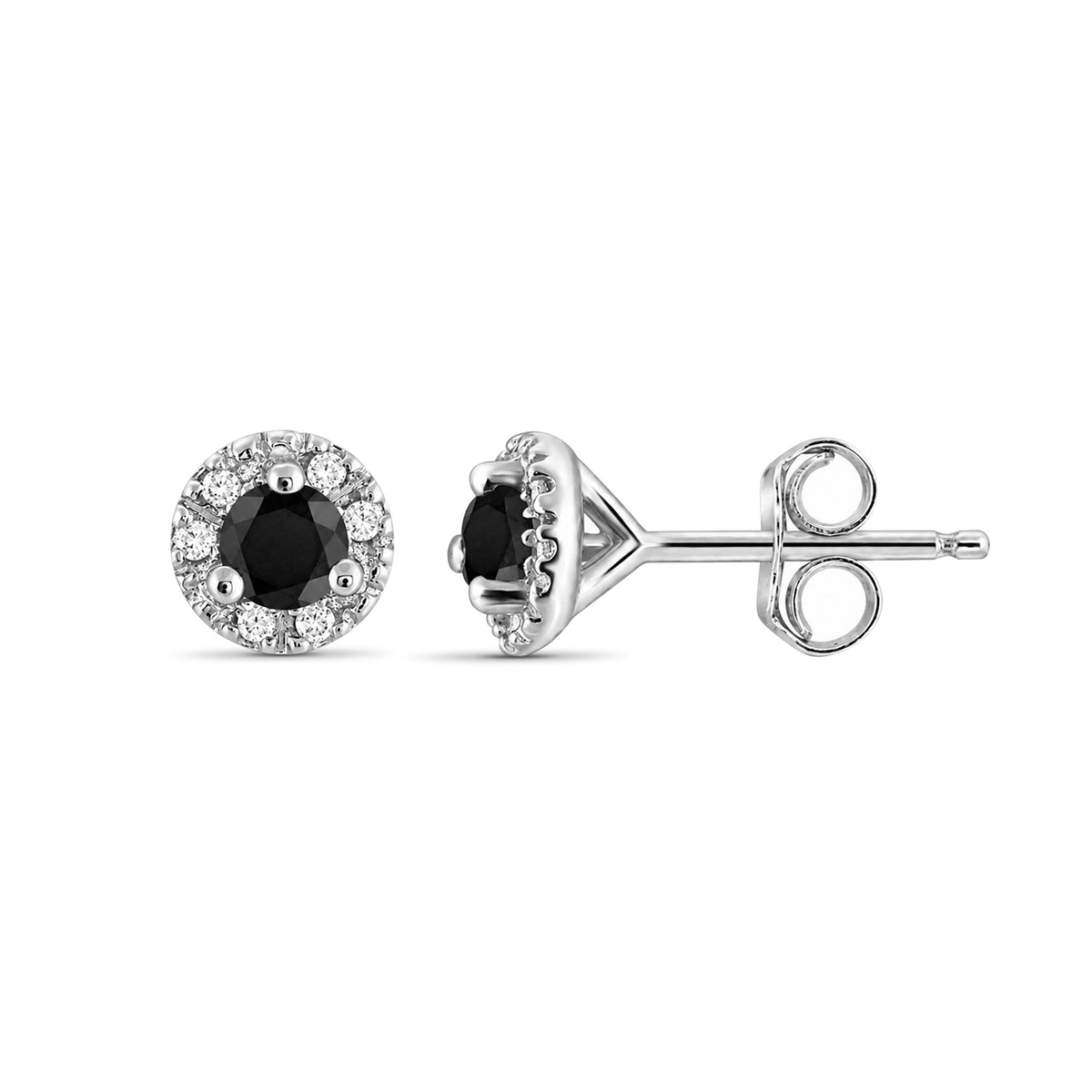 1/2 ctw Black and White Diamond Earrings Pendant set in Sterling Silver