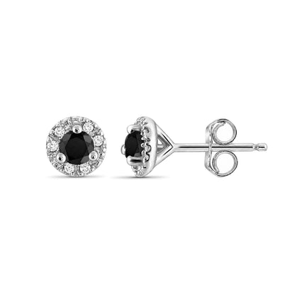 1/2 ctw Black and White Diamond Earrings Pendant set in Sterling Silver