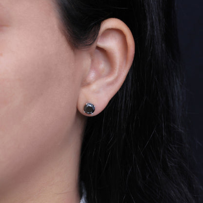 Black Diamond Earrings in 14K White Gold (0.5 Carat to 3 carat)