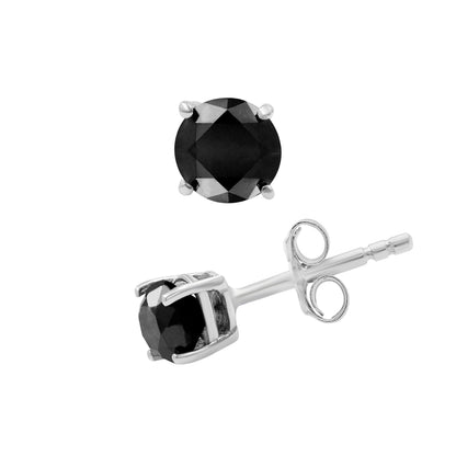 Black Diamond Earrings in 14K White Gold (0.5 Carat to 3 carat)