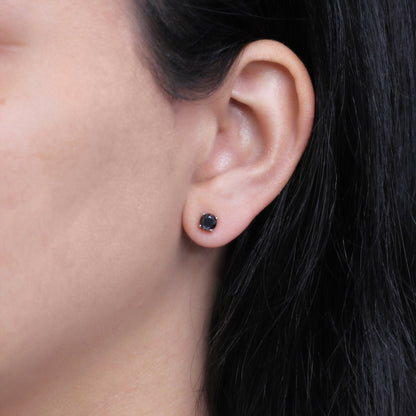 Black Diamond Earrings in 14K White Gold (0.5 Carat to 3 carat)
