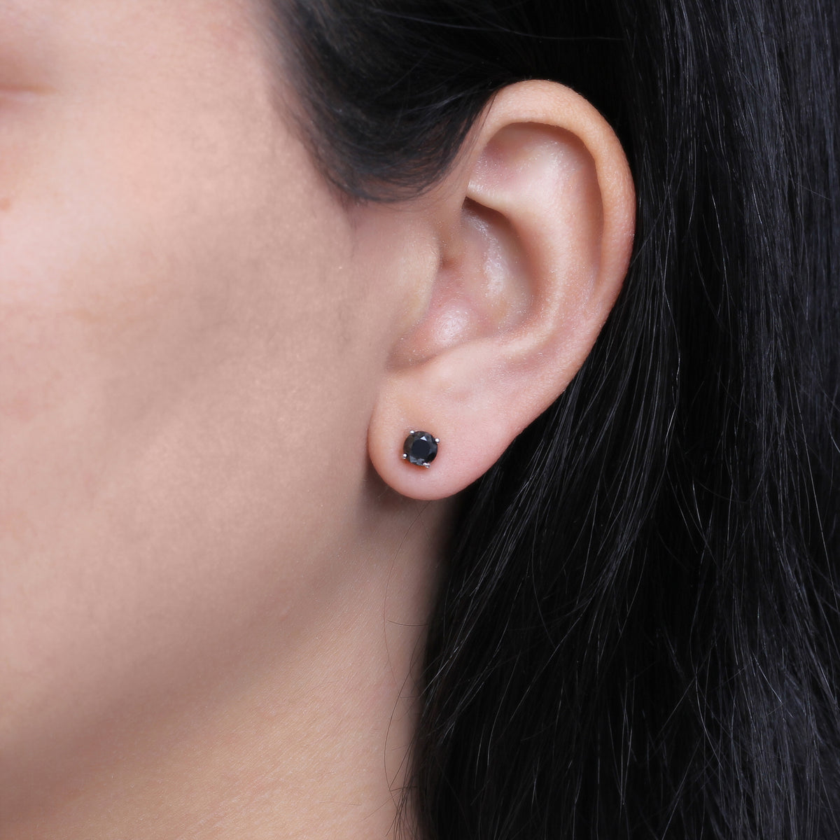 Black Diamond Earrings in Sterling Silver (0.5 Carat to 3 Carat)