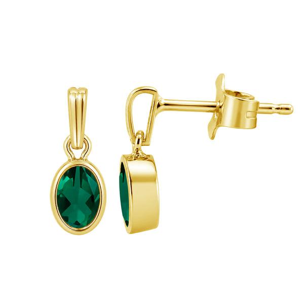 6x4 Oval Gemstone 14K Gold Over Silver Earrings