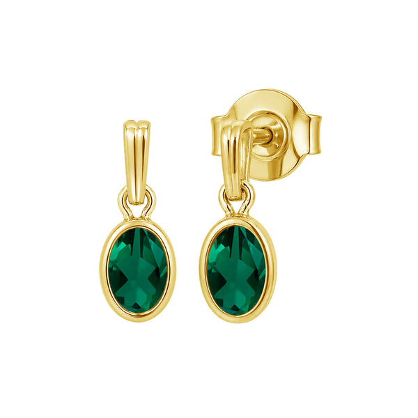 6x4 Oval Gemstone 14K Gold Over Silver Earrings