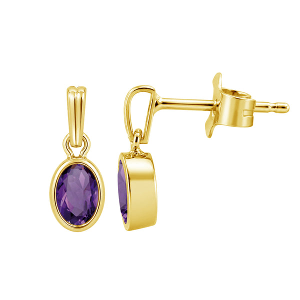 6x4 Oval Gemstone 14K Gold Over Silver Earrings