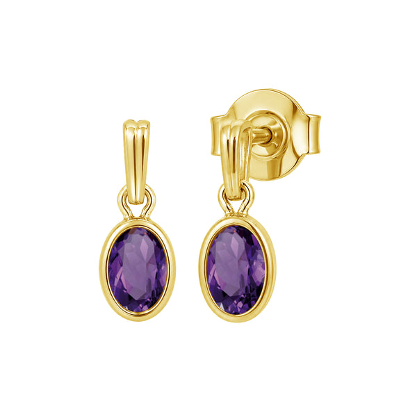 6x4 Oval Gemstone 14K Gold Over Silver Earrings