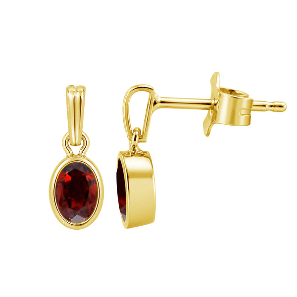 6x4 Oval Gemstone 14K Gold Over Silver Earrings