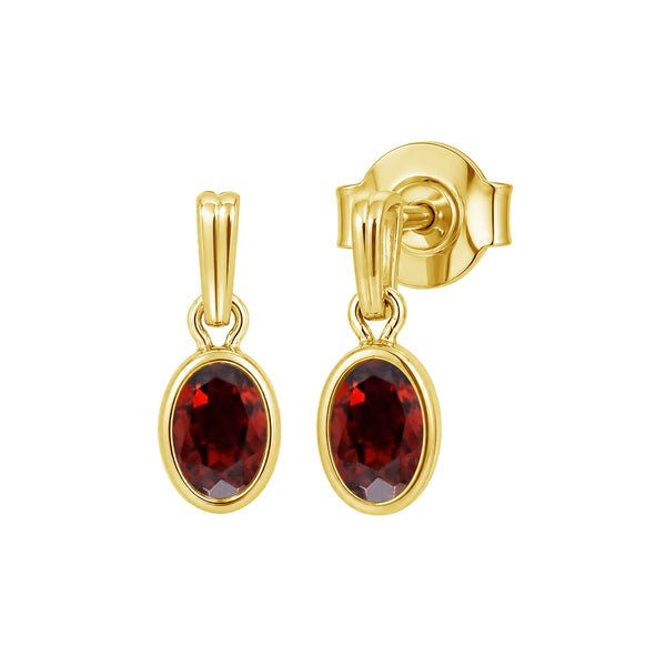 6x4 Oval Gemstone 14K Gold Over Silver Earrings