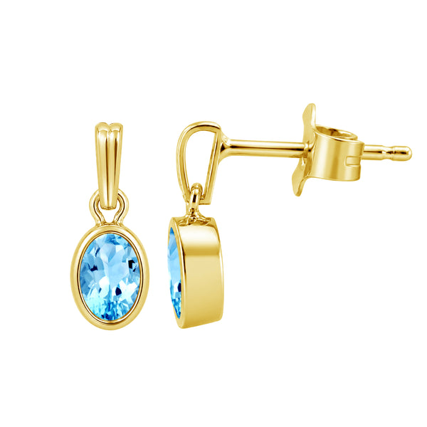 6x4 Oval Gemstone 14K Gold Over Silver Earrings