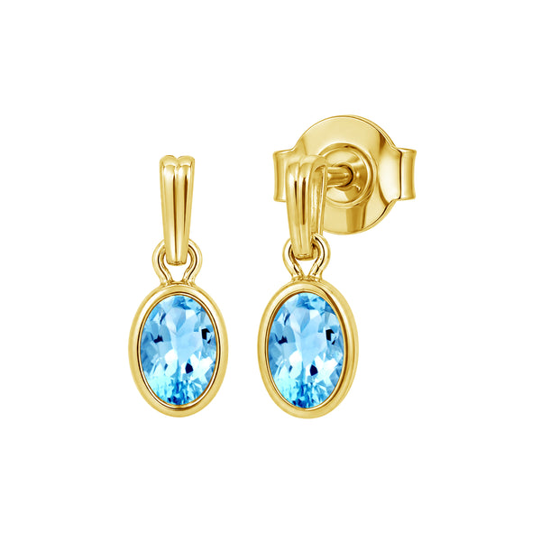 6x4 Oval Gemstone 14K Gold Over Silver Earrings