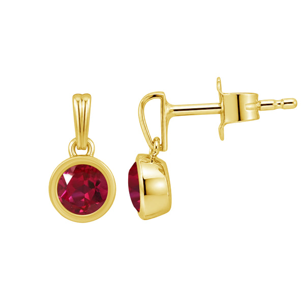 5MM Gemstone 14K Gold Over Silver Earrings