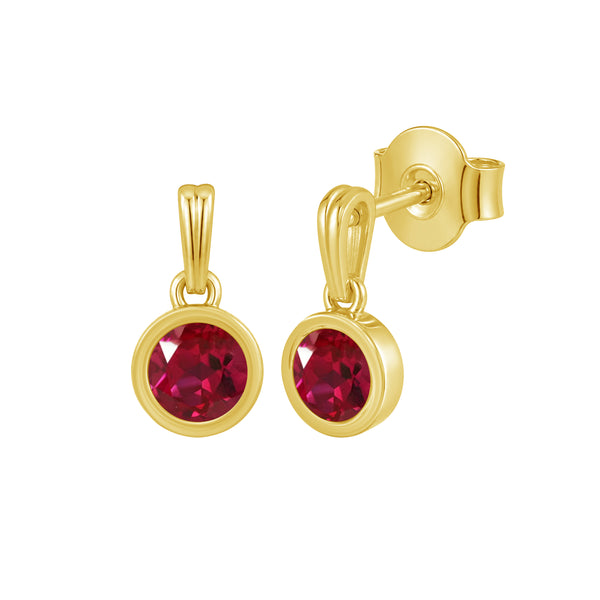 5MM Gemstone 14K Gold Over Silver Earrings