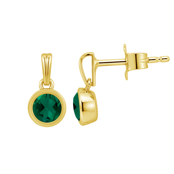 5MM Gemstone 14K Gold Over Silver Earrings