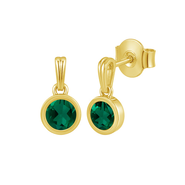 5MM Gemstone 14K Gold Over Silver Earrings